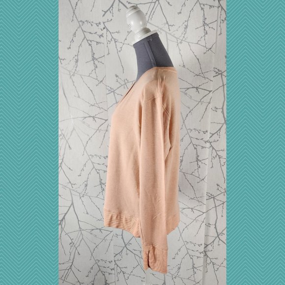 Athleta Coral Orange Modal Blend Sunrise V-Neck Sweatshirt - Picture 2 of 4